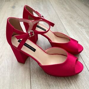 French Connection Bold Red Ankle Strap Heels size 8.5